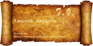 Tancsik Valéria névjegykártya